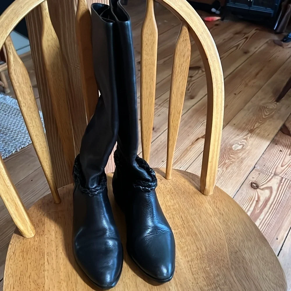 Black Brazilian Leather Women's Riding Boots 7.5